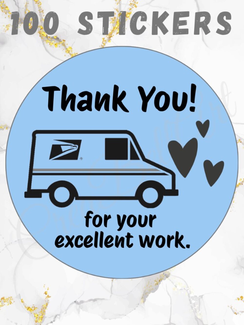100 Thank You USPS Sticker, Thank You Sticker, Postal Mailbox Sticker